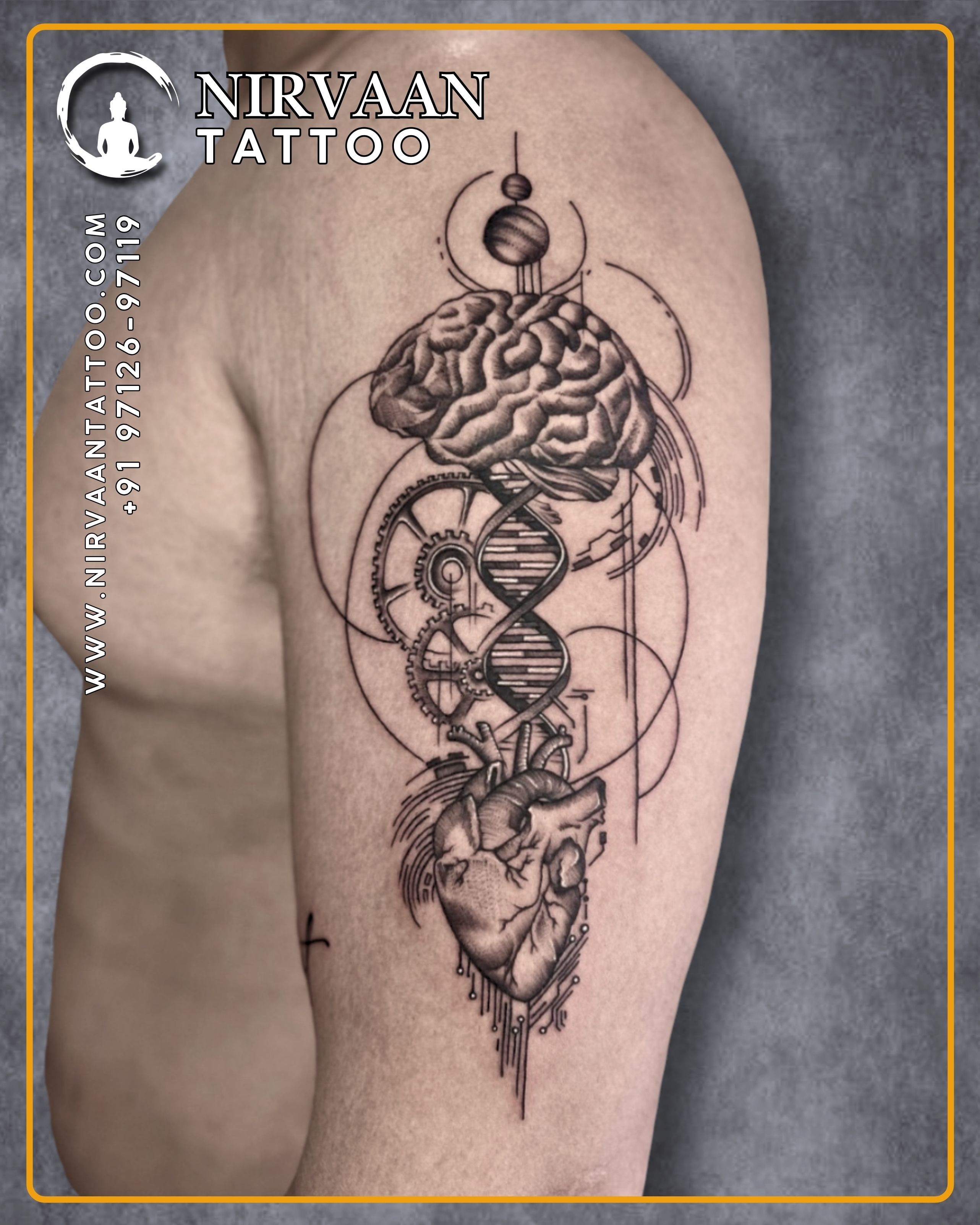 Mind and heart balance micro realism tattoo design